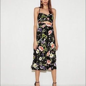 Express Floral Cut-Out Midi Dress